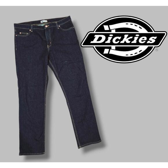 Dickies Women’s Blue Wash Denim Straight Leg Jeans - Size 16R - Picture 11 of 12